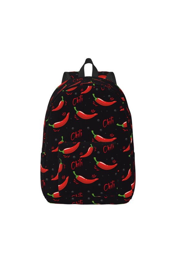 Red Hot Chili Print Canvas Backpack Travel Rucksack Unisex Knapsack 15.7/17.7Inch Laptop Backpack for Work,College -Medium