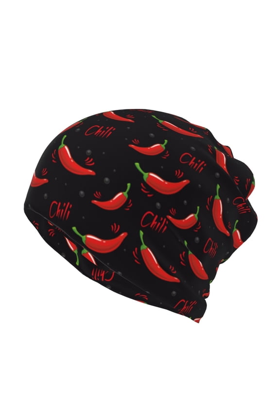 Red Hot Chili Slouchy Beanie Hat for Men/Women, Skull Cap Chemo Cap Night Sleeping Cap