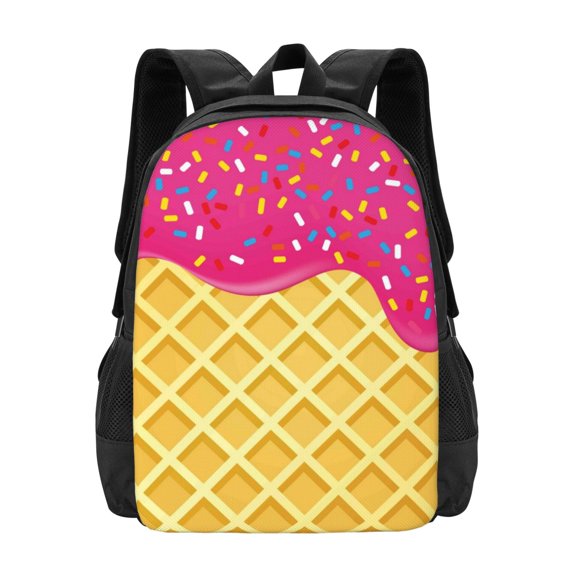 Vsdgher Red Ice Cream Print Backpack for Women Men School Bookbag with Laptop Compartment for College Work Travel, Simple Fashion Casual Daypack, Fit 15" Laptop