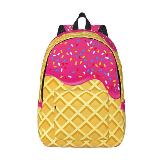 Vsdgher Red Ice Cream Print Canvas Backpack Travel Rucksack Unisex Knapsack 15.7/17.7Inch Laptop Backpack for Work,College -Small