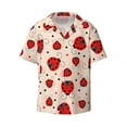 thumbnail image 1 of Vsdgher Red Ladybug Print Men's Wrinkle Free Untucked Cuban Shirt Business Casual Button Down Shirts Short Sleeve Shirt, 1 of 7