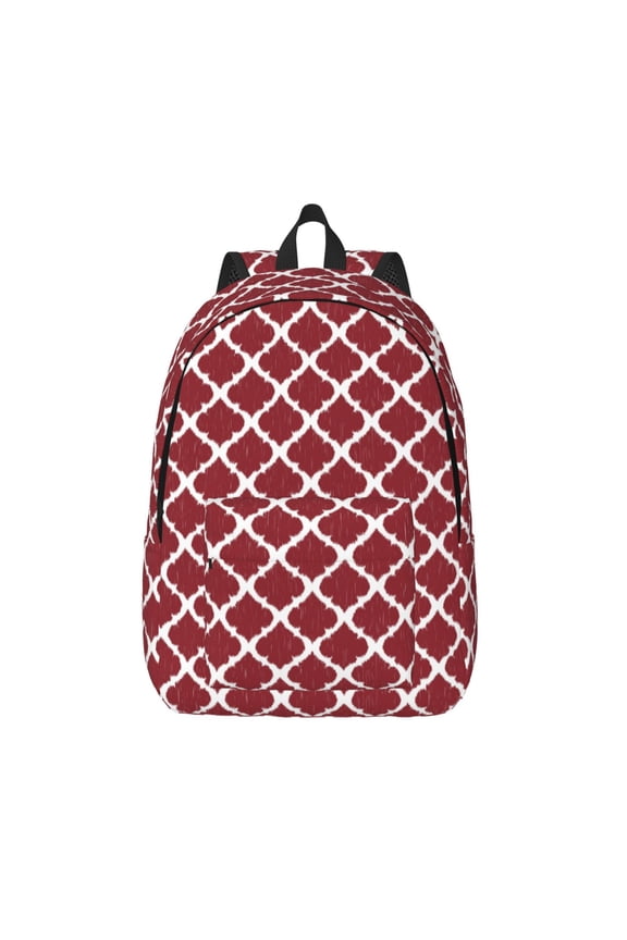 Red Moroccan Print Canvas Backpack Travel Rucksack Unisex Knapsack 15.7/17.7Inch Laptop Backpack for Work,College -Medium