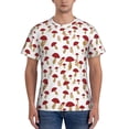 thumbnail image 1 of Vsdgher Red Mushroom Print Men's Dry Fit Mesh Athletic Shirts Moisture Wicking Tennis T-Shirt Tops, 1 of 1
