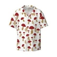 thumbnail image 1 of Vsdgher Red Mushroom Print Men's Wrinkle Free Untucked Cuban Shirt Business Casual Button Down Shirts Short Sleeve Shirt, 1 of 7