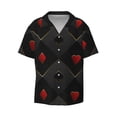 thumbnail image 1 of Vsdgher Red Poker Print Men's Wrinkle Free Untucked Cuban Shirt Business Casual Button Down Shirts Short Sleeve Shirt, 1 of 1