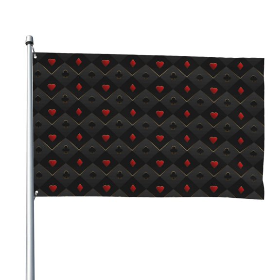 Vsdgher Red Poker Print Outdoor Decorative Flag 4x6ft, Suitable for outdoor decoration, can be hung indoors, on outdoor lawns, balconies, parties