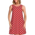 thumbnail image 1 of Vsdgher Red Polka Dot Print Summer Dresses for Women Casual U Neck Beach Dress Sleeveless Tank Loose Sundress with Pocket -3X-Large, 1 of 7