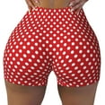 thumbnail image 1 of Vsdgher Red Polka Dot print Workout Shorts for Women Seamless Soft Smooth Gym Yoga Scrunch Active Exercise Fitness Shorts, 1 of 8