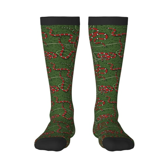 Vsdgher Red Snake Print Thigh High Socks Extra Long Stretchy Sock Women Over Knee High Opaque Stocking Daily Wear
