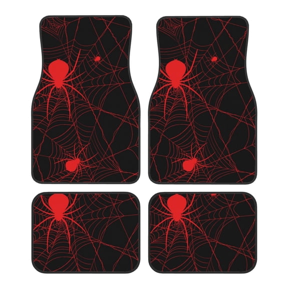 Vsdgher Red Spider On The Web Car Foot Mat Set of 4 Pieces Universal Floor Liner Car Accessories Fits Most Cars, Trucks, Vans, sedans, SUV