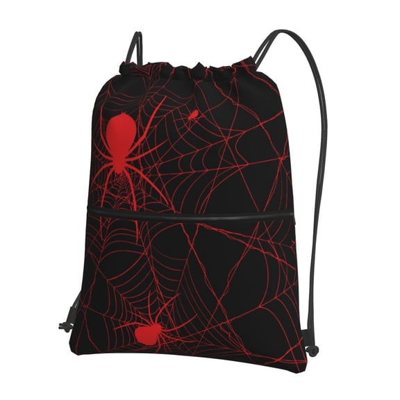 Vsdgher Red Spider On The Web Drawstring Backpack Water Resistant String Bag Sports Sackpack Gym Sack for Men Women