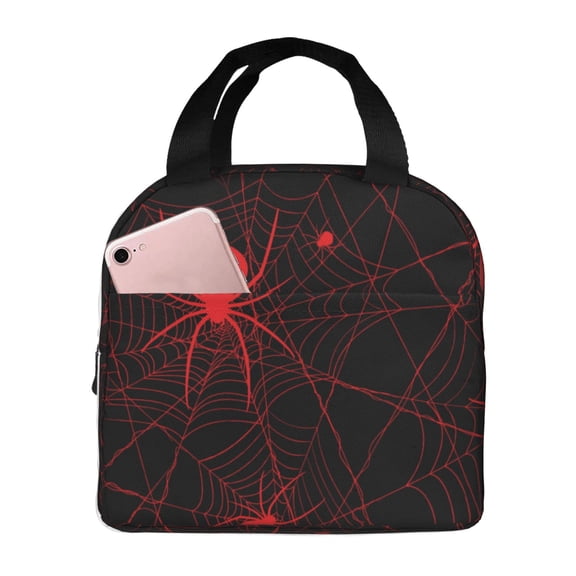 Vsdgher Red Spider On The Web Lunch Bag, Lunch Box for Women Adult Men, Lunch Tote Insulated Cooler Lunch Container for Work/Office/Picnic/Travel