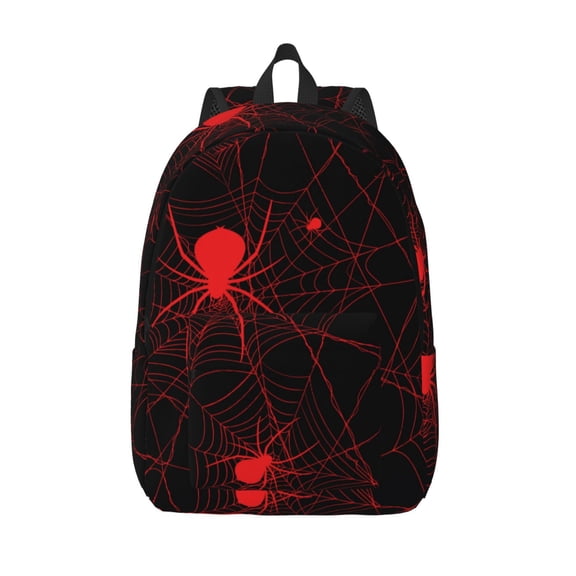 Vsdgher Red Spider On The Web Print Canvas Backpack Travel Rucksack Unisex Knapsack 15.7/17.7Inch Laptop Backpack for Work,College -Small