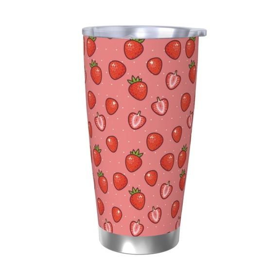 Vsdgher Red Strawberry 20 Oz Stainless Steel Vacuum Insulated, Travel Mug Coffee Cup for Home, Office, Outdoor Works Great for Ice Drinks and Hot Beverage -Without Straw