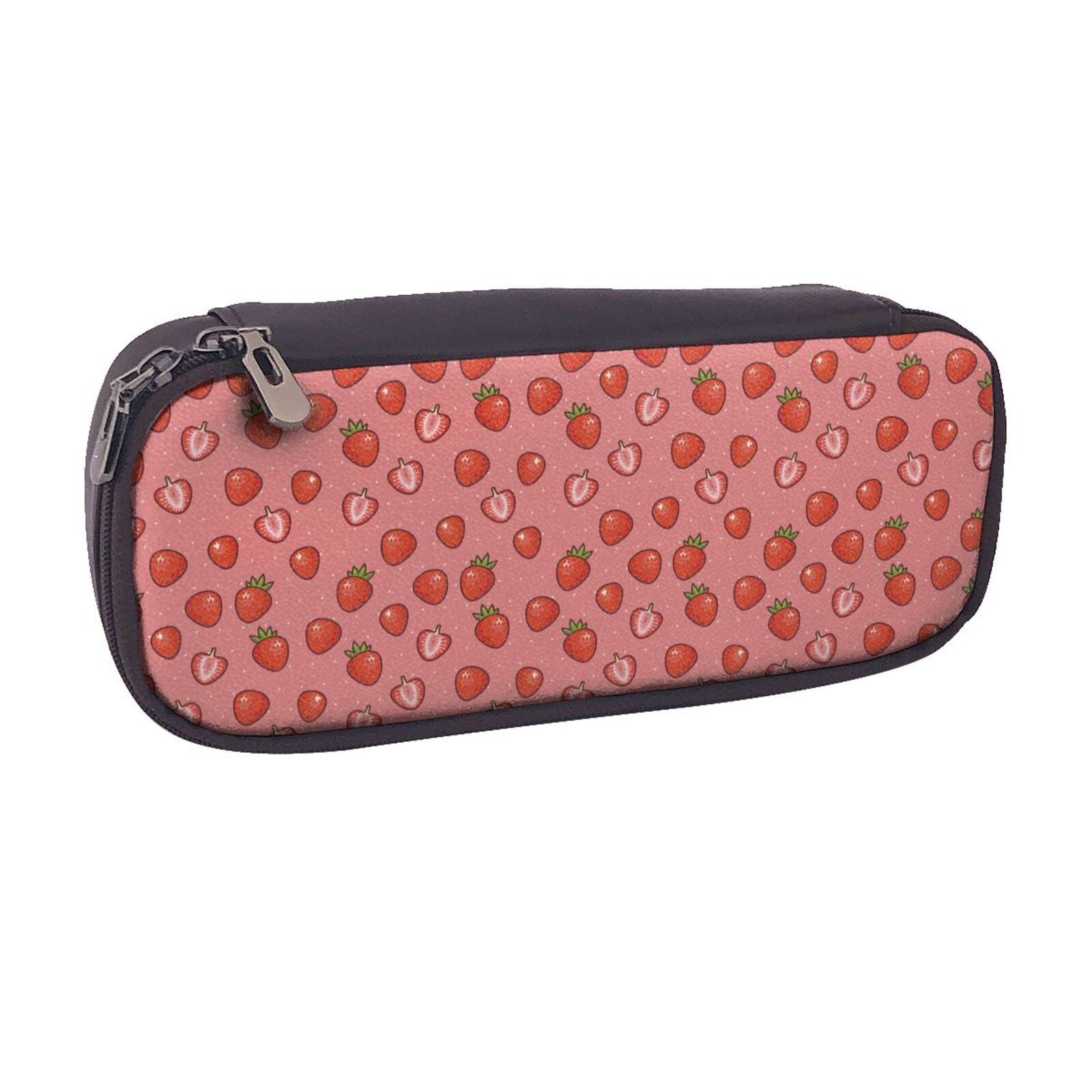 Vsdgher Polka Dot Print Pen Case Leather Pencil Pouch Markers Holder Big Capacity Bag With Zippered Pocket For Stationery Tool - View #3