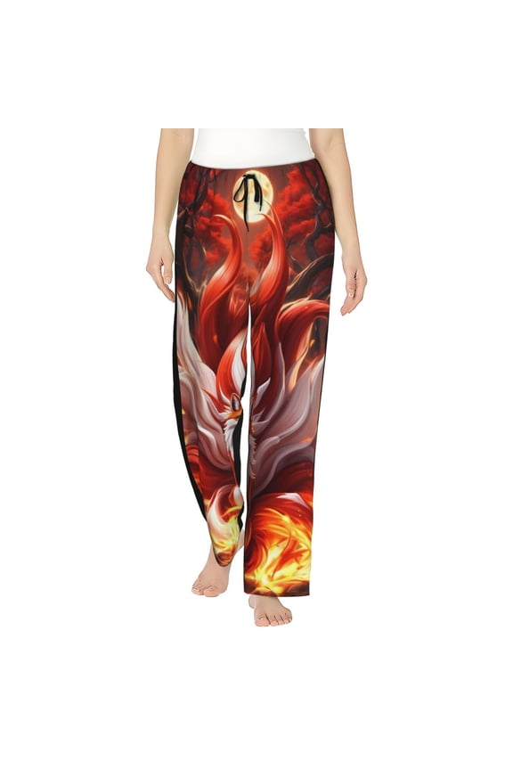 Red Sun Flame Fox Women’s Womens Pajama Pants, Lounge Wide Leg PantsLounge Pants,Sleep Bottoms, Lounge for Women-