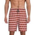 thumbnail image 1 of Vsdgher Red and Brown Squares Print Men's Pajama Shorts Lounge Bottoms Sleep Shorts Elastic Waist Lightweight PJ Shorts with Pockets-Small, 1 of 6