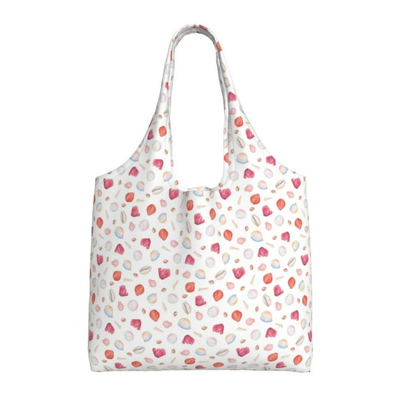 Vsdgher Red coral and scallop seashell Print canvas Tote Bag, Lightweight Cloth Bags, Suitable for shopping, groceries, travel