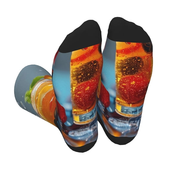Vsdgher Refreshing Fruit Infused Drinks Unisex Crew Socks Lightweight Breathable Ventilation Ankle Socks, Mid-calf socks for Daily