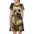 thumbnail image 1 of Vsdgher Regal Dog In Royal Attire for Womens Summer 2025 Casual Midi Maxi Dresses Lightweight Short Sleeve Round Neck Beach Dress -Small, 1 of 7