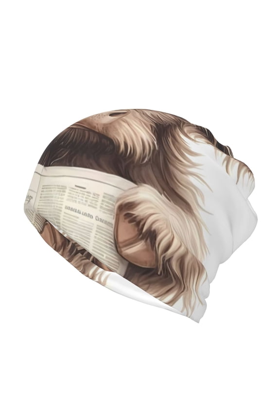 Relaxed Cute Cow Reading Slouchy Beanie Hat for Men/Women, Skull Cap Chemo Cap Night Sleeping Cap