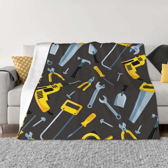 Vsdgher Repair tools (2) Pattern Fleece Throw Blanket, Horizontal Fleece Bedding Home Decor for Couch & Bed All Season Use -50"x40"