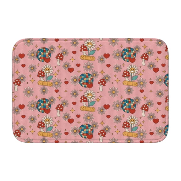 Vsdgher Retro 70s 60s Hippie Flower Hem Mat 40x60 - Multipurpose Doormat for Indoor & Outdoor Use - Welcome Your Guests with our Entrance Mat