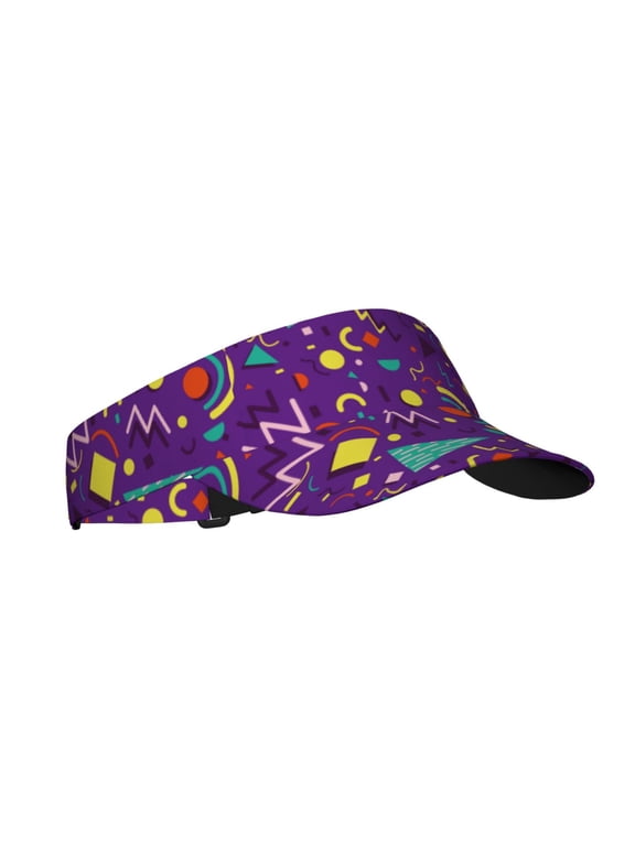 Retro 80s Style Print Adult Sunscreen Visor Cap,1 Piece of Sport Sun Visor Hats Adjustable Sun Hat for Outdoor Activities Fits for Women and Men (One Size)