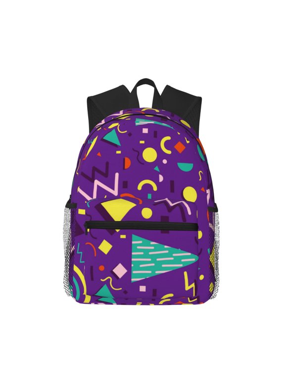 Retro 80s Style Print Unisex Large Capacity Bookbag Schoolbag Casual Daypack for High School/College/Teens/Travel/Work