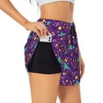 thumbnail image 1 of Vsdgher Retro 80s Style Print Women's Running Double Layer Shorts High Waisted with Pockets Elastic Yoga Workout Athletic Gym Sports, 1 of 8