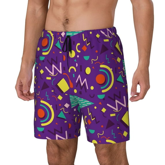 Vsdgher Retro 80s Style for Mens Swim Trunks with Compression Liner Swim Shorts Swim Suits Board Shorts-Medium