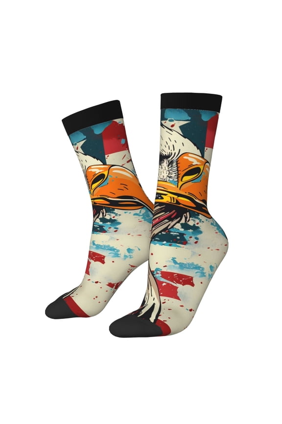 Retro American Eagle Crew Socks for Men & Women, Breathable Casual Athletic Ankle Socks