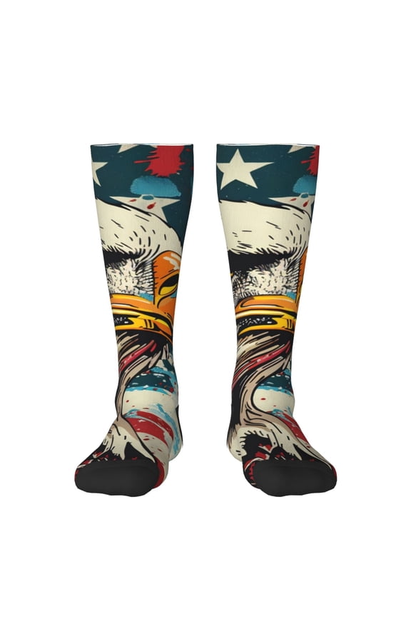 Retro American Eagle Knee Socks, High Socks Long Stretchy Sock Women Knee High Stocking, Long Socks for Women