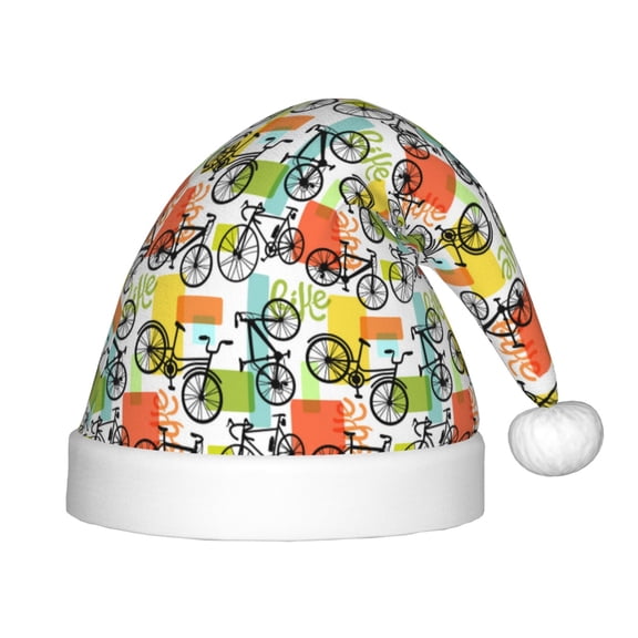 Vsdgher Retro Bike Christmas Hat, Santa Hat for Kids Xmas Holiday Hat Red Classic Christmas New Year Festive Party Supplies
