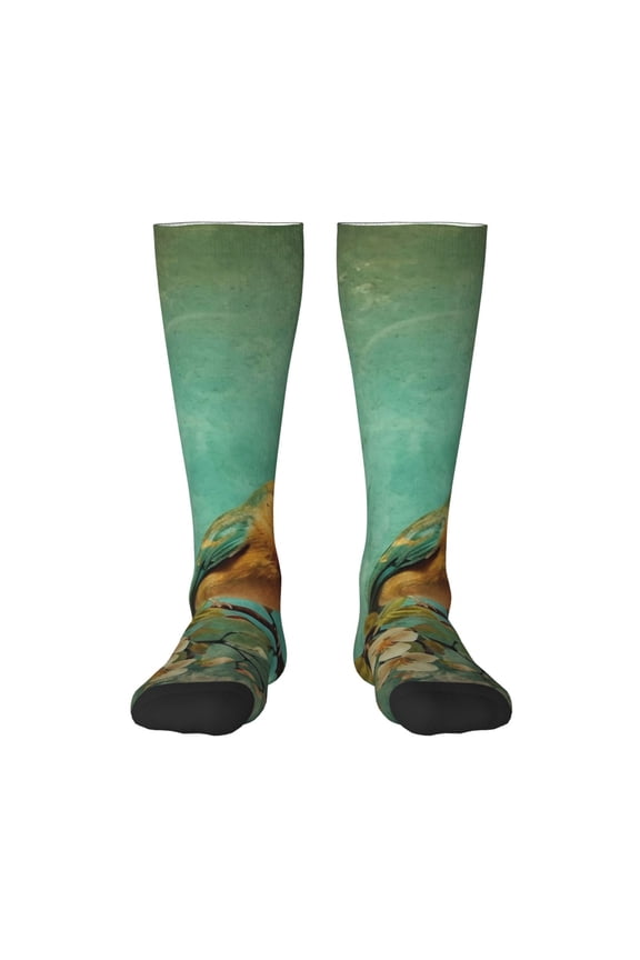 Retro Birds Knee Socks, High Socks Long Stretchy Sock Women Knee High Stocking, Long Socks for Women