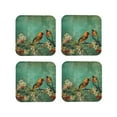 thumbnail image 1 of Vsdgher Retro Birds Leather Coasters for Drinks, Durable Drink Coasters 4 Set for Tabletop Protection, Luxurious Home Décor and Housewarming Gift-Square, 1 of 6