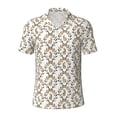 thumbnail image 1 of Vsdgher Retro Bunny Print Men's Short Sleeve Stretch Polo Shirt, Moisture-Wicking Performance Polo Shirt, 1 of 8