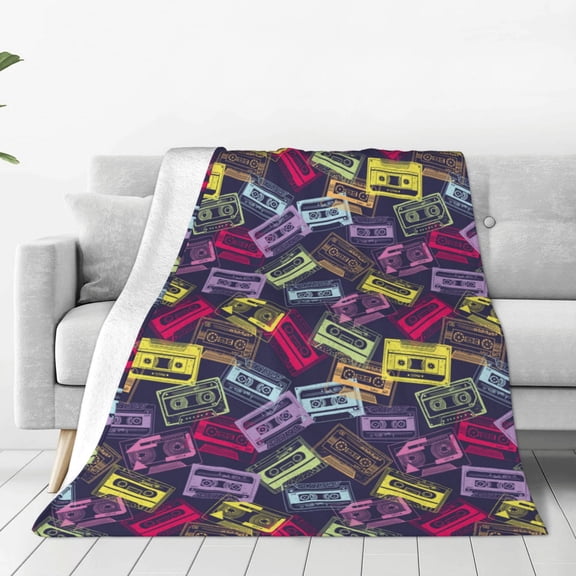 Vsdgher Retro Cassette Music Ultra-Soft Micro flannel Blanket Throw Blankets for Couch Sofa, Bed (4 sizes)-40"x30"