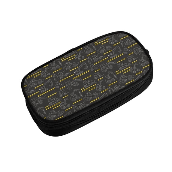 Vsdgher Retro Excavator Print Large Capacity Pencil Case Pouch with Zipper, Portable Aesthetic Big Capacity Pencil Cases Pen Office Travel Stationery Bag