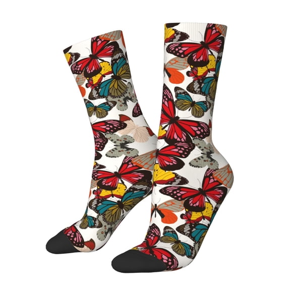 Vsdgher Retro Floral Butterfly Crew Socks for Men & Women, Breathable Casual Athletic Ankle Socks