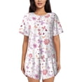 thumbnail image 1 of Vsdgher Retro Floral Pattern Womens Pajamas 2 Piece Short Sleeve Sleepwear Set,Summer Soft Pajamas Set Casual Lounge Sets, 2-Piece Pj -4X-Large, 1 of 8