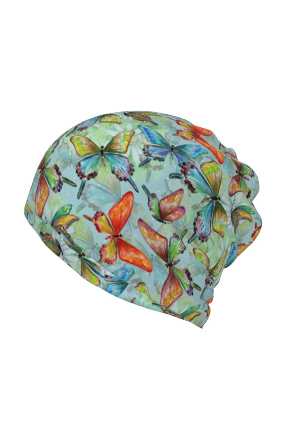 Retro Flying Butterflies Slouchy Beanie Hat for Men/Women, Skull Cap Chemo Cap Night Sleeping Cap