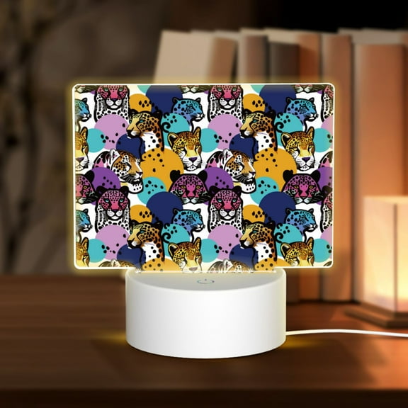 Vsdgher Retro Panther Rectangular Acrylic Night Light Acrylic Sleep Night Light Friend Gifts for Birthday Gifts for Women Teens Boys Girls