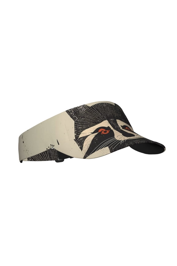 Retro Raccoon Graphic Print Print Adult Sunscreen Visor Cap,1 Piece of Sport Sun Visor Hats Adjustable Sun Hat for Outdoor Activities Fits for Women and Men (One Size)