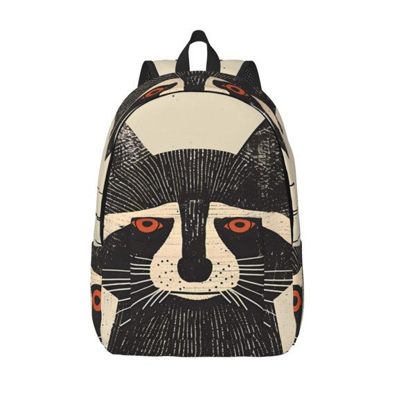 Vsdgher Retro Raccoon Graphic Print Print Canvas Backpack Travel Rucksack Unisex Knapsack 15.7/17.7Inch Laptop Backpack for Work,College -Medium