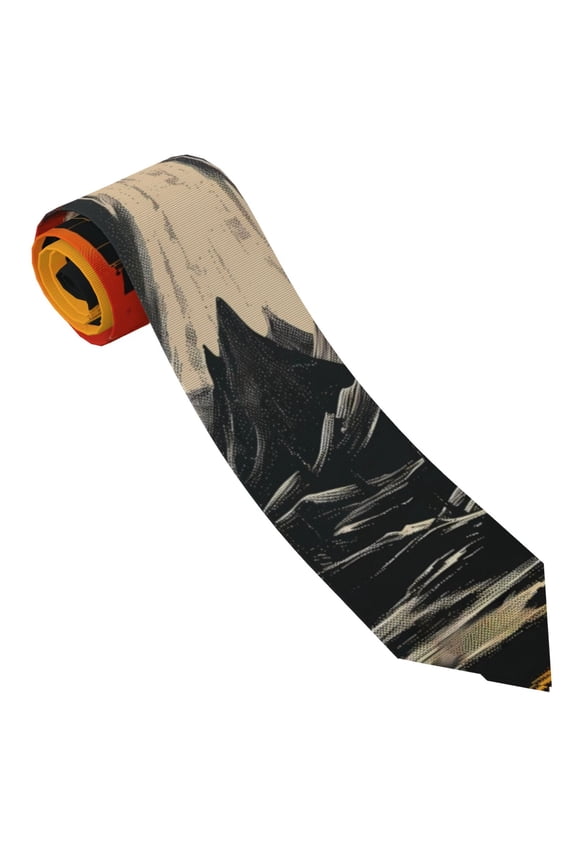 Retro Space Rocket Launch Print Ties for Men 4.7" Formal Necktie Wedding Accessory Men's Business Ties for Wedding Bussiness Work