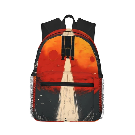 Vsdgher Retro Space Rocket Launch Unisex Large Capacity Bookbag, Schoolbag, Casual Daypack for High School, College, Teens, Travel, Work