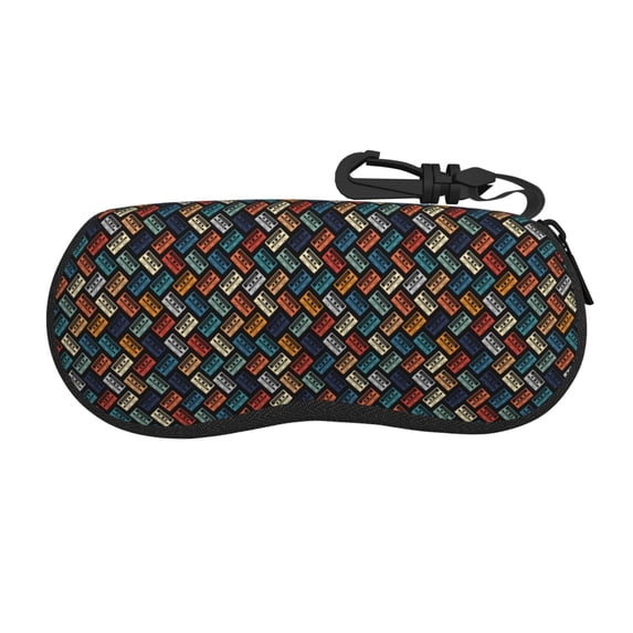 Vsdgher Retro Tape Sunglasses Soft Case Neoprene Zipper Eyeglass Case, Zipper Portable Spectacle Cases for Men Women