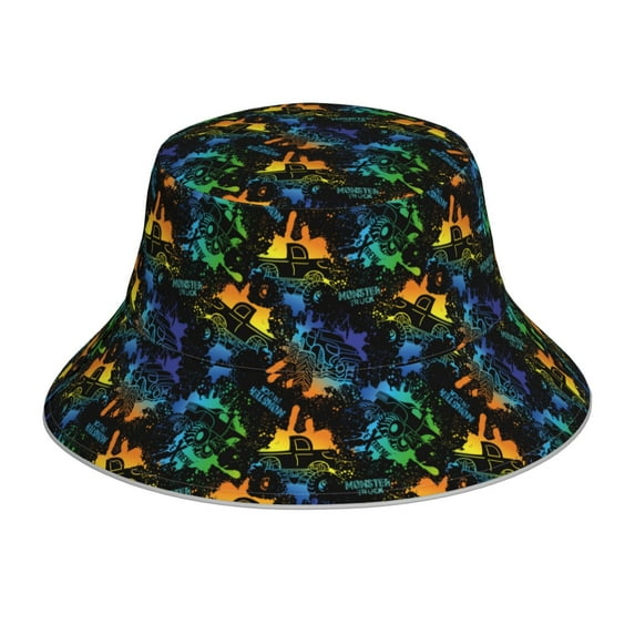 Vsdgher Retro Truck Print Bucket Hat for Men&Women Bucket Hat Reversible Summer Double-Side-Wear Travel Gardening, Beach, Camping, Hiking, Fishing Cap