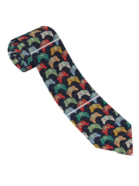 Retro Video Game Print Ties for Men 4.7" Formal Necktie Wedding Accessory Men's Business Ties for Wedding Bussiness Work
